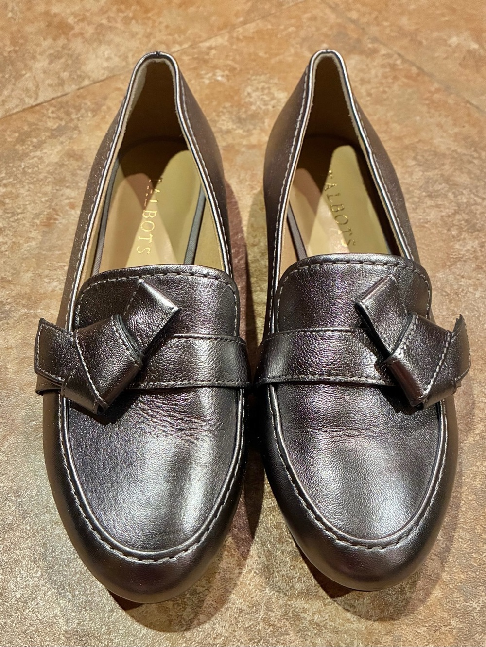 Talbots Metallic Silver Leather Loafers
